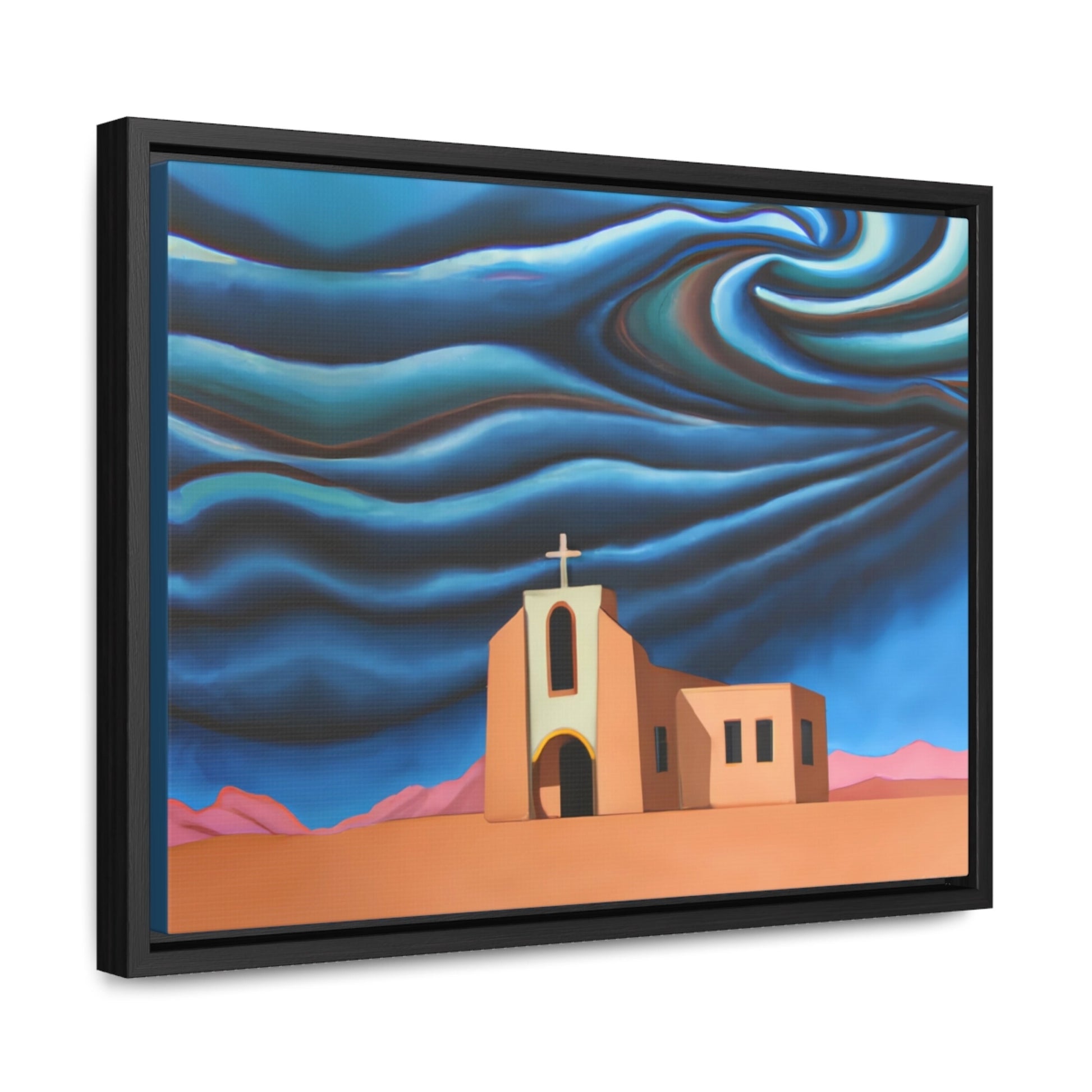church, desert, stormy, wall art in frame, wall art framed, wall art canvas with frame, wall art living room framed, wall art canvas framed - LOLA VEGAS ART