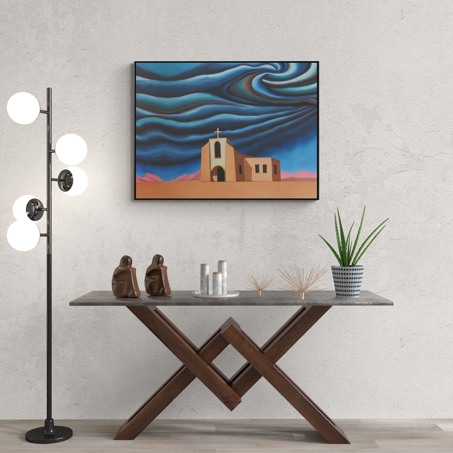 church, desert, stormy, wall art in frame, wall art framed, wall art canvas with frame, wall art living room framed, wall art canvas framed - LOLA VEGAS ART