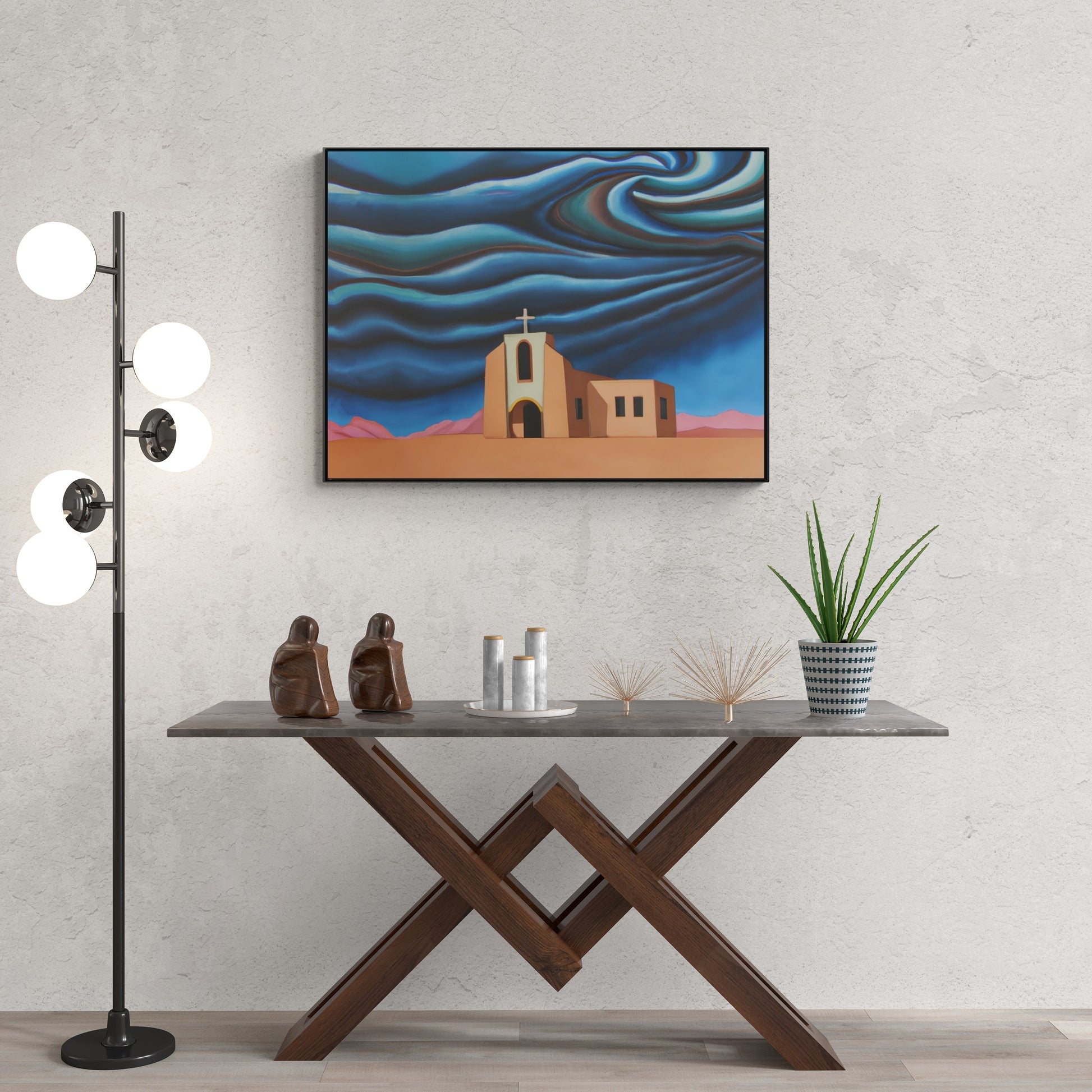 church, desert, stormy, wall art in frame, wall art framed, wall art canvas with frame, wall art living room framed, wall art canvas framed - LOLA VEGAS ART