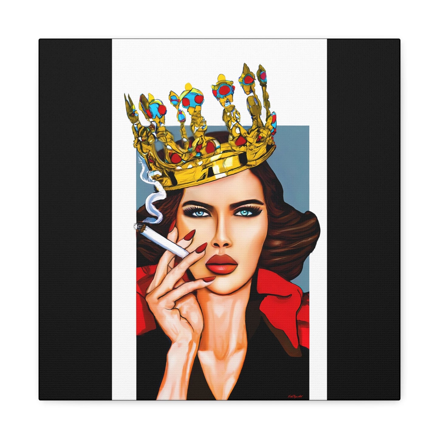 smoking woman, crown, the crown art, wall art, wall art canvas, wall art dcor, wall art woman, cigarette - LOLA VEGAS ART