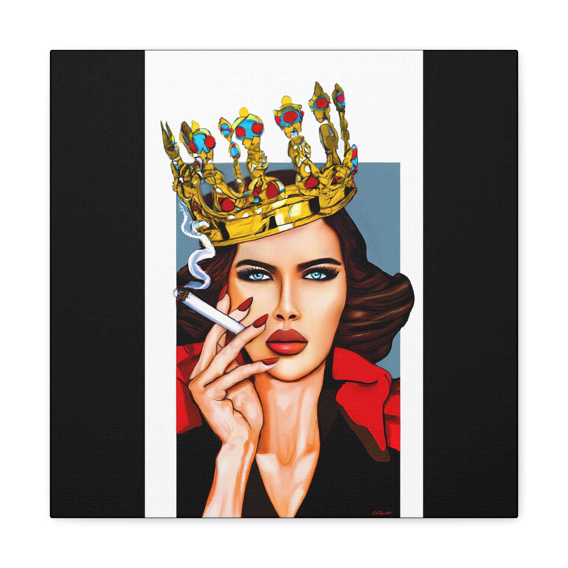 smoking woman, crown, the crown art, wall art, wall art canvas, wall art dcor, wall art woman, cigarette - LOLA VEGAS ART