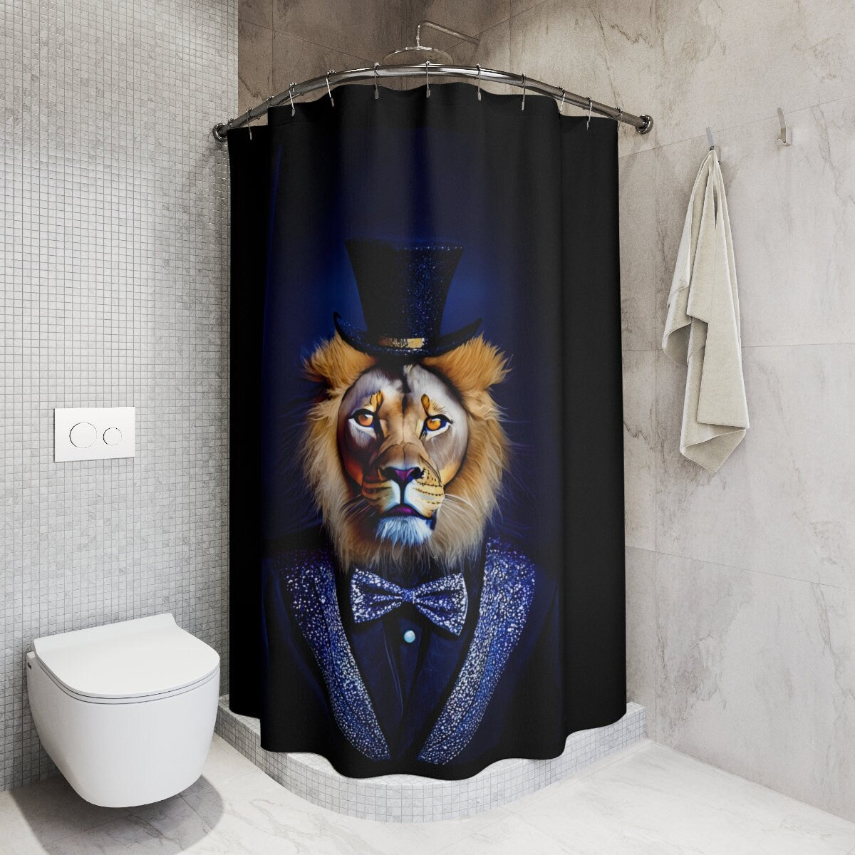 lion, big cat, animal art, shower curtain, home accessories, bathroom dcor, bathroom, home dcor, housewarming gift, shower room decor - LOLA VEGAS ART