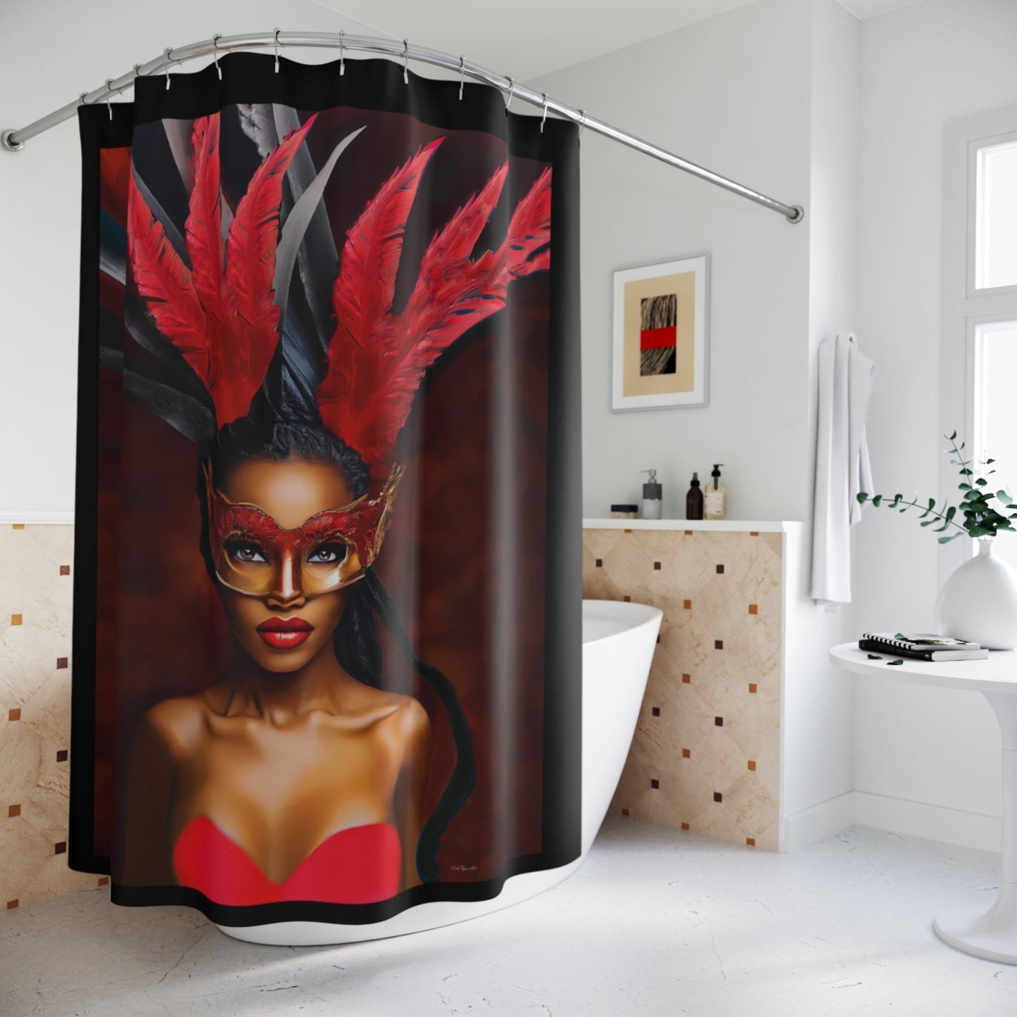 black woman, black girl magic, shower curtain, home accessories, bathroom dcor, bathroom, home dcor, housewarming gift, shower room dec - LOLA VEGAS ART