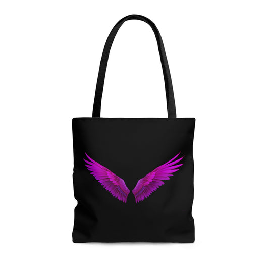 fuchsia angels wings, spiritual, bag, canvas bag, tote bag, gifts for women, canvas shopper, reusable bag, shopping bag, tote bag for women - LOLA VEGAS ART