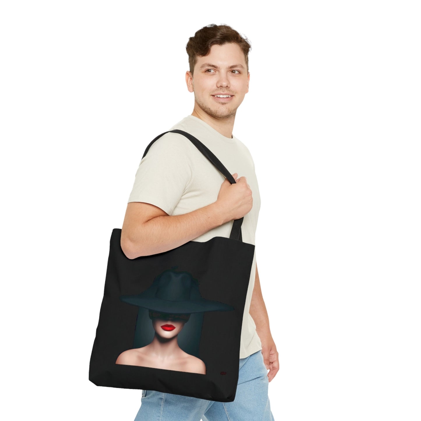 woman in hat, sexy, bag, canvas bag, tote bag, gifts for women, canvas shopper, reusable bag, shopping bag, tote bag for women - LOLA VEGAS ART