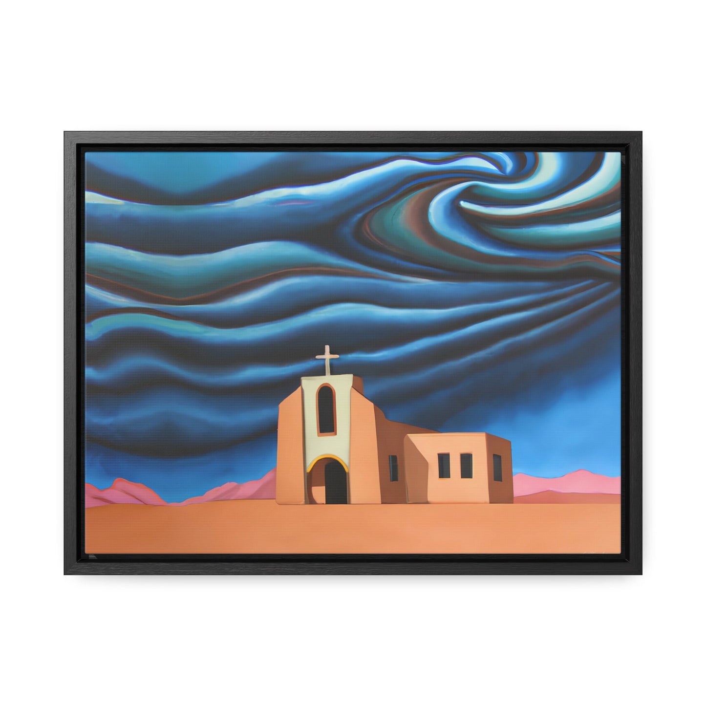 church, desert, stormy, wall art in frame, wall art framed, wall art canvas with frame, wall art living room framed, wall art canvas framed - LOLA VEGAS ART