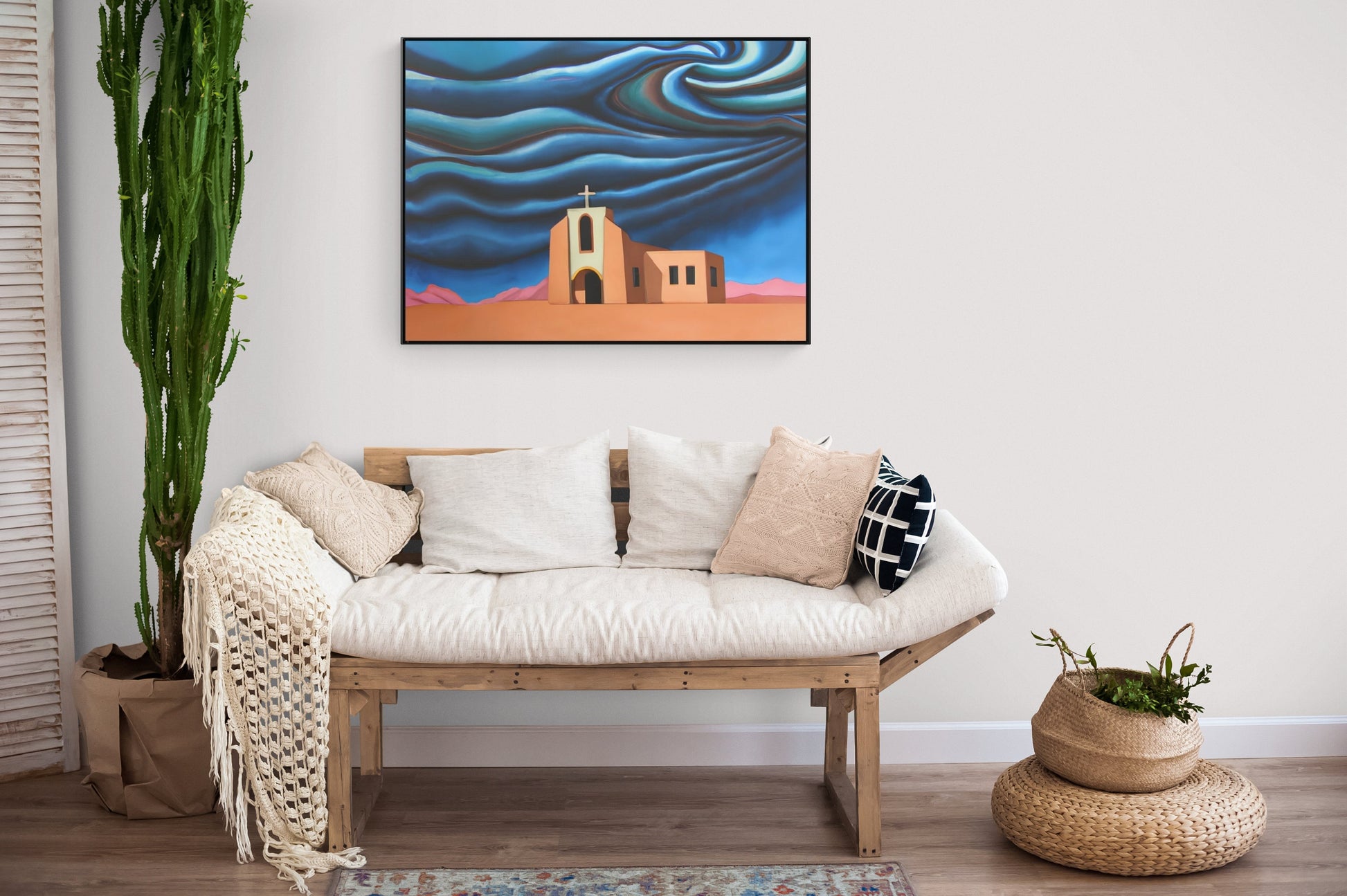 church, desert, stormy, wall art in frame, wall art framed, wall art canvas with frame, wall art living room framed, wall art canvas framed - LOLA VEGAS ART