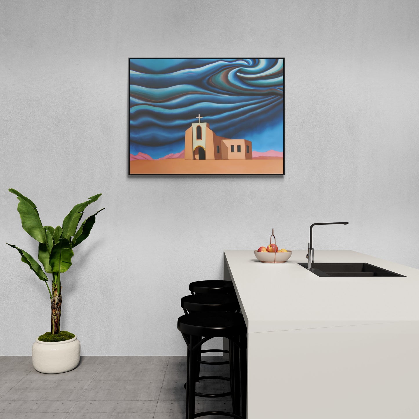 church, desert, stormy, wall art in frame, wall art framed, wall art canvas with frame, wall art living room framed, wall art canvas framed - LOLA VEGAS ART