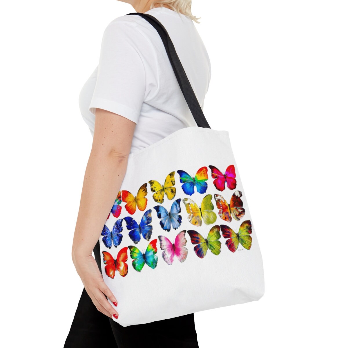 butterflies, bag, canvas bag, tote bag, gifts for women, canvas shopper, oversized bag, reusable bag, shopping bag, tote bag for women - LOLA VEGAS ART