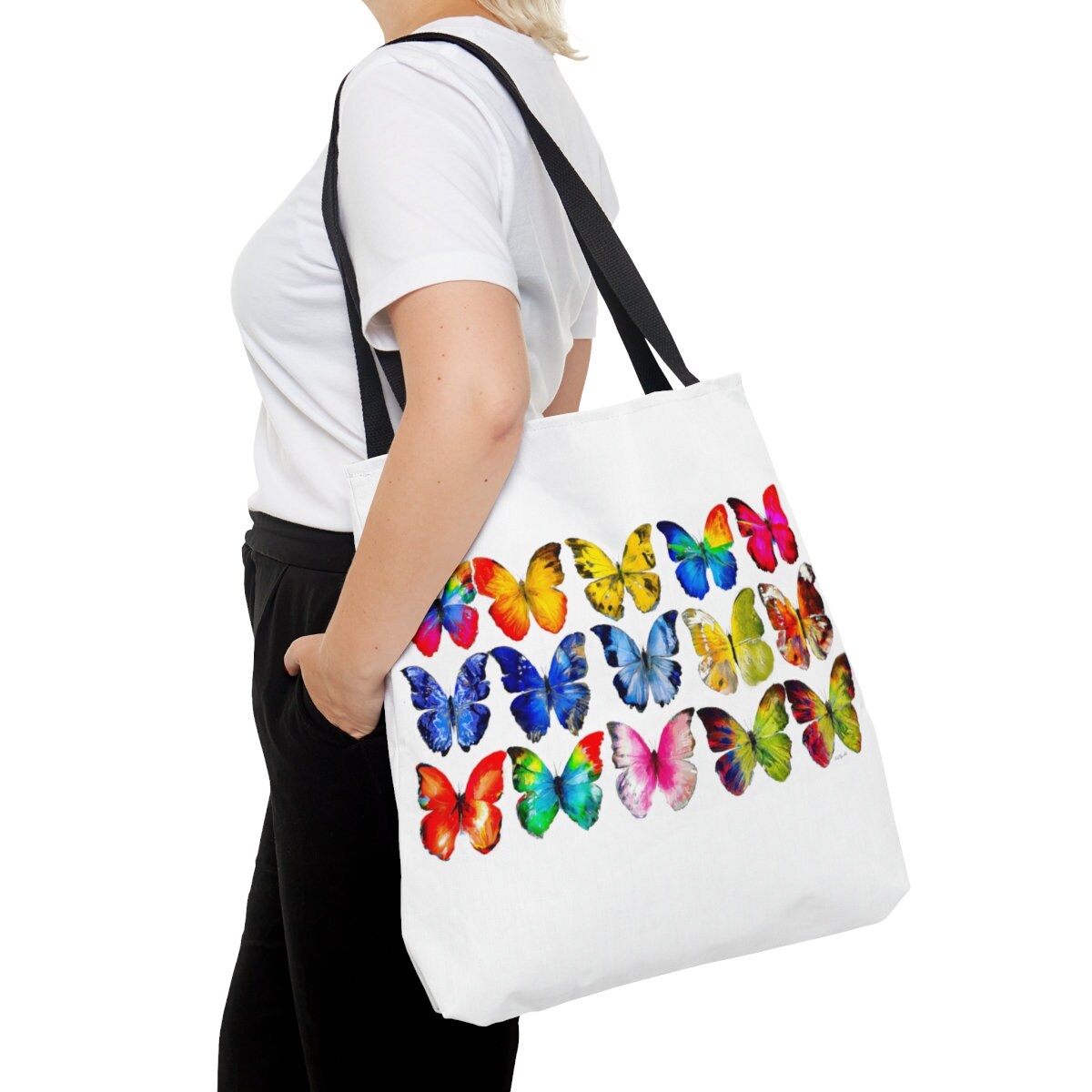 butterflies, bag, canvas bag, tote bag, gifts for women, canvas shopper, oversized bag, reusable bag, shopping bag, tote bag for women - LOLA VEGAS ART