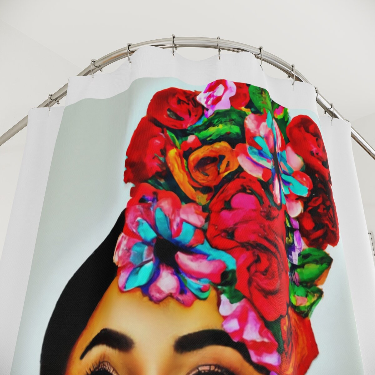 latina, flowers, tattoos, shower curtain, home accessories, bathroom dcor, bathroom, home dcor, housewarming gift, shower room decor - LOLA VEGAS ART