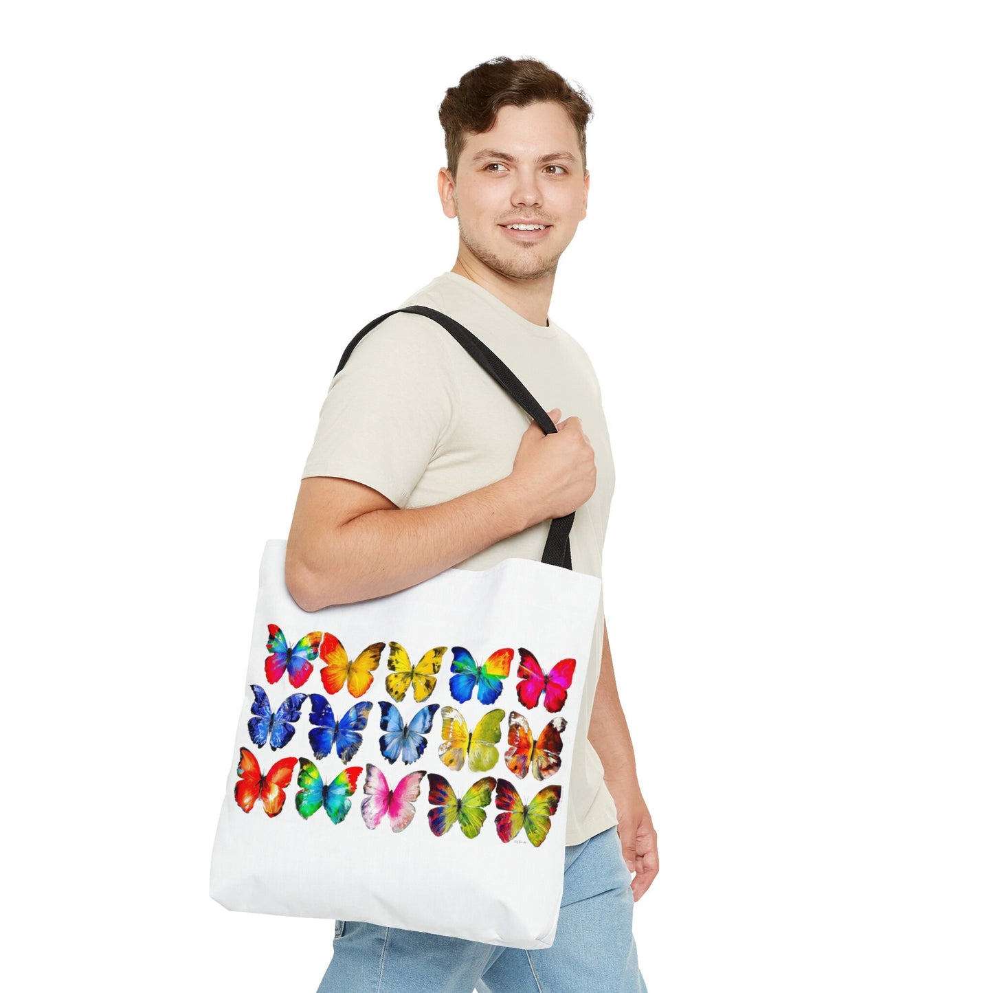 butterflies, bag, canvas bag, tote bag, gifts for women, canvas shopper, oversized bag, reusable bag, shopping bag, tote bag for women - LOLA VEGAS ART