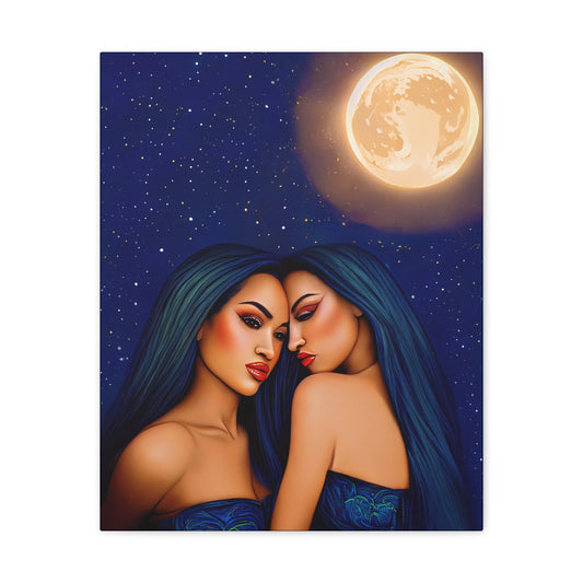 hawaiian women, moonlight, wall art, wall art canvas, wall art decor, room wall decor,  woman print - LOLA VEGAS ART