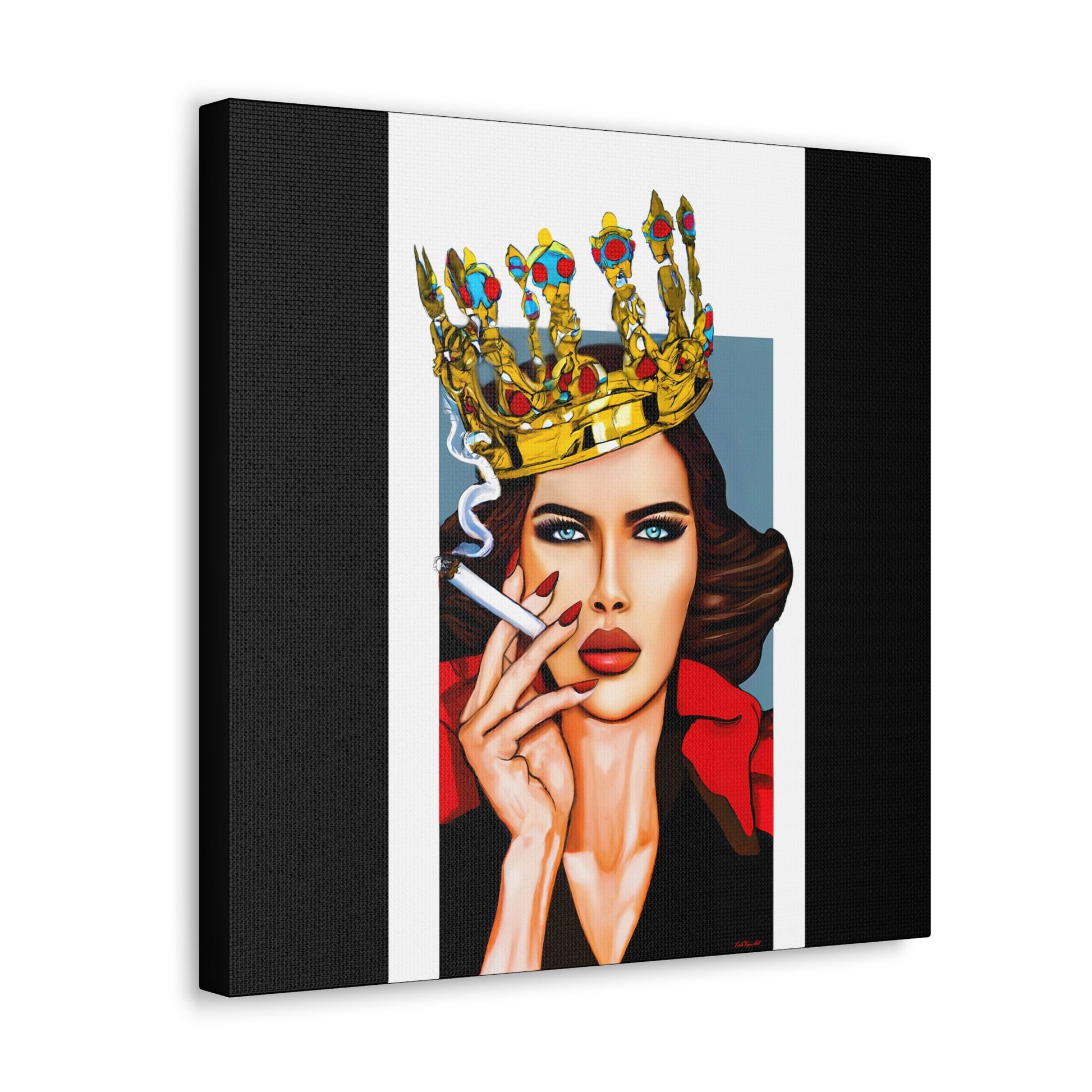 smoking woman, crown, the crown art, wall art, wall art canvas, wall art dcor, wall art woman, cigarette - LOLA VEGAS ART