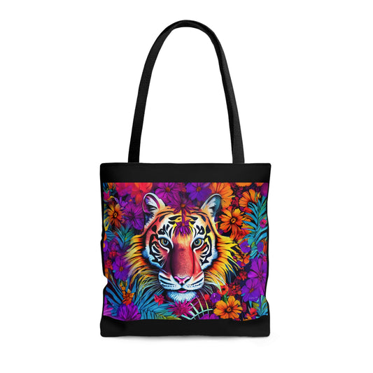 tiger, flowers, big cat,  bag, canvas bag, tote bag, gifts for women, shopper, large  bag, reusable bag, shopping bag, tote bag for women - LOLA VEGAS ART