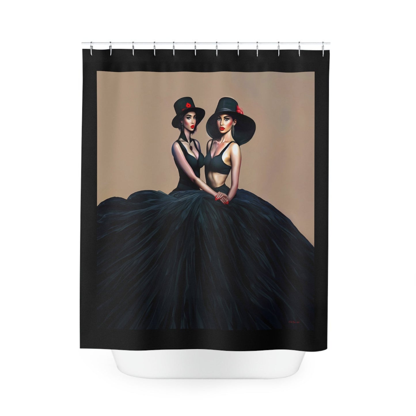 latina, fashion, shower curtain, home accessories, bathroom décor, bathroom, home décor, housewarming gift, shower room decor - LOLA VEGAS ART