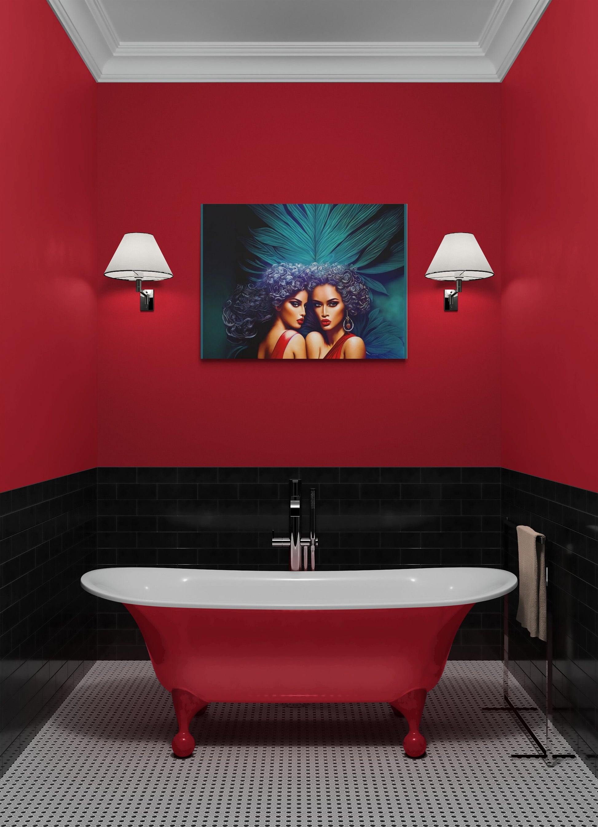 black  art deco, wall art, wall art canvas, wall art decor, retro, romantic wall art, feminine, wall art women - LOLA VEGAS ART