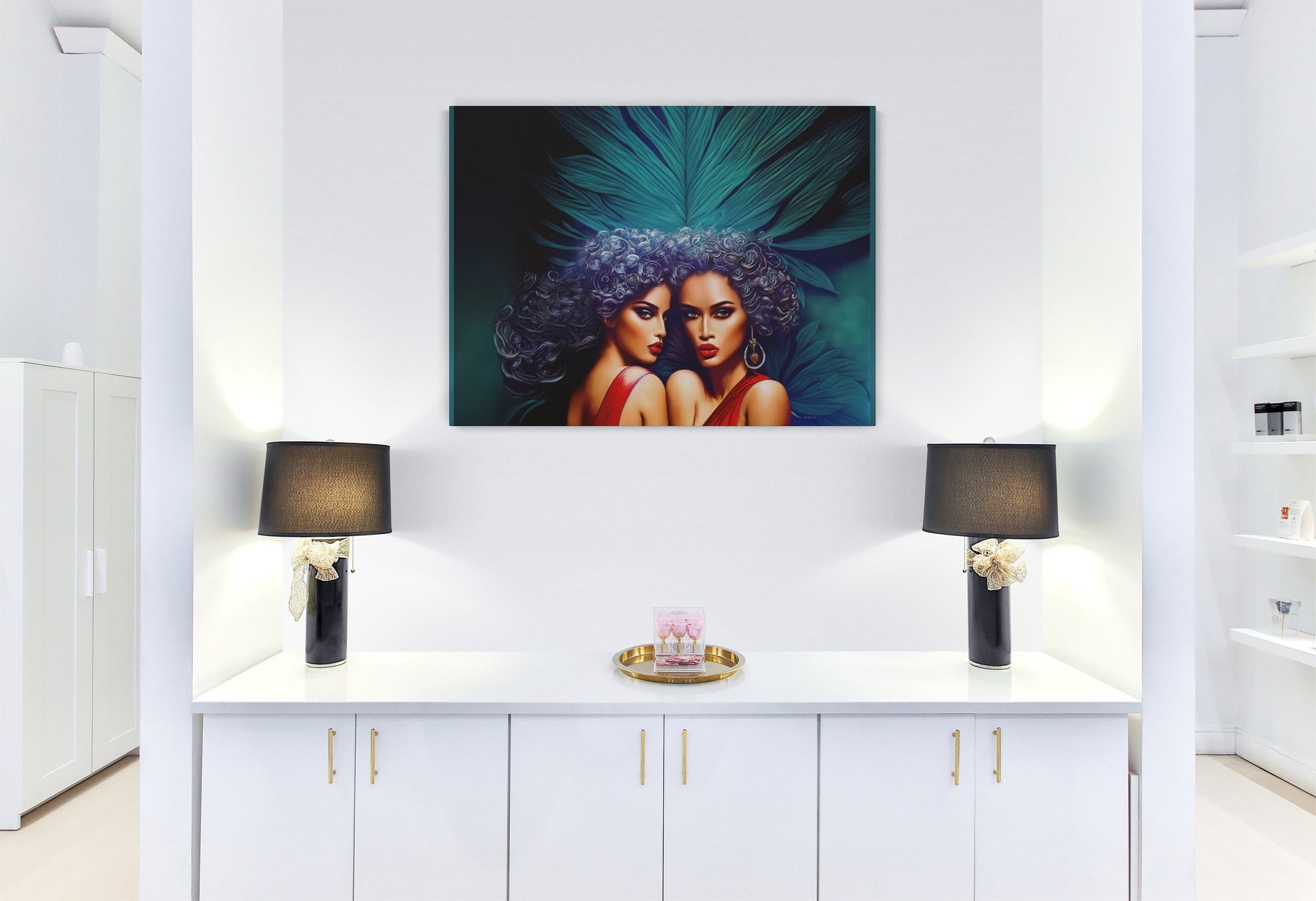 black  art deco, wall art, wall art canvas, wall art decor, retro, romantic wall art, feminine, wall art women - LOLA VEGAS ART