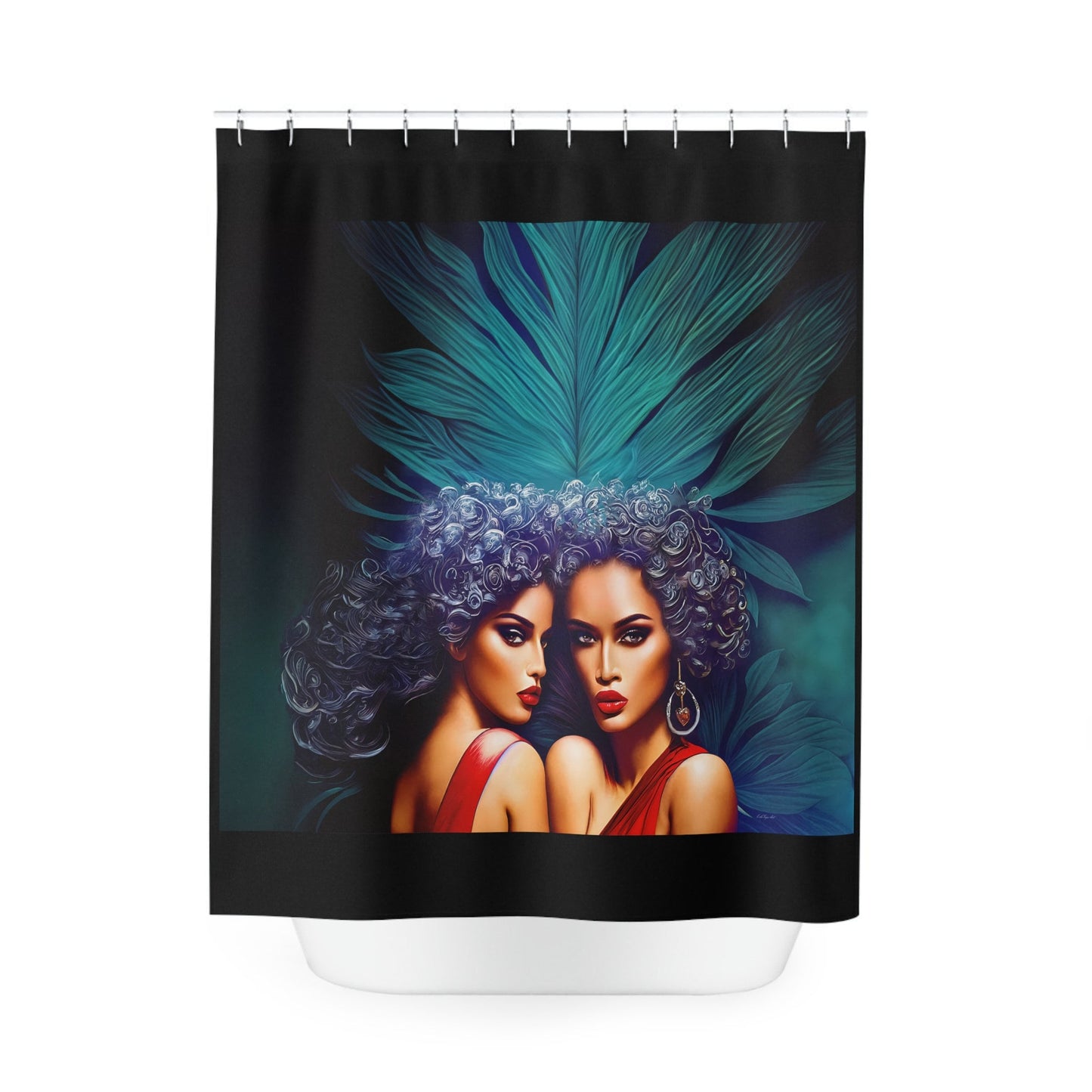 black women,shower curtain, home accessories, bathroom decor, bathroom, home decor, housewarming gift, shower room decor - LOLA VEGAS ART