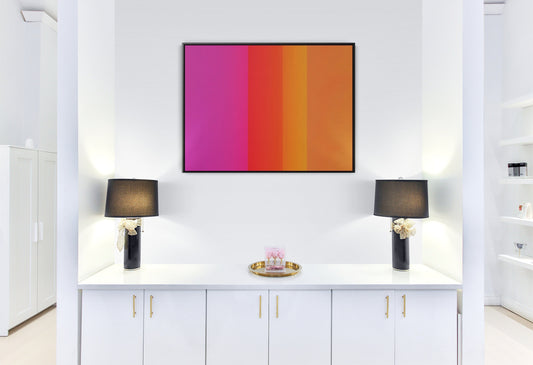 abstract pink orange, wall art in frame, wall art with frame, wall art framed, wall art canvas with frame, wall art living room framed - LOLA VEGAS ART