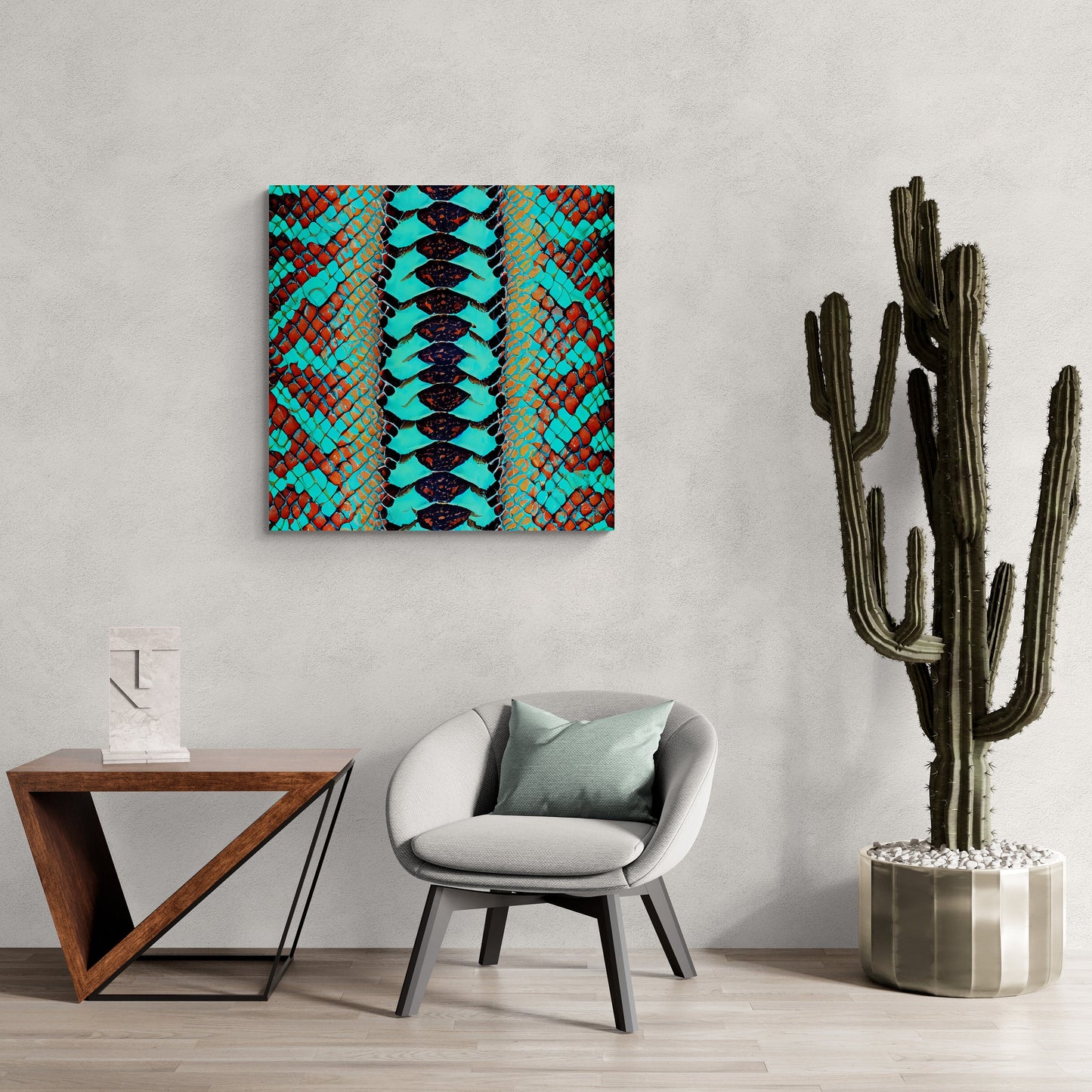turquoise python snake skin wall art, southwestern art, reptile skin art, wall art, wall art canvas, wall art dcor, boho art prints, - LOLA VEGAS ART