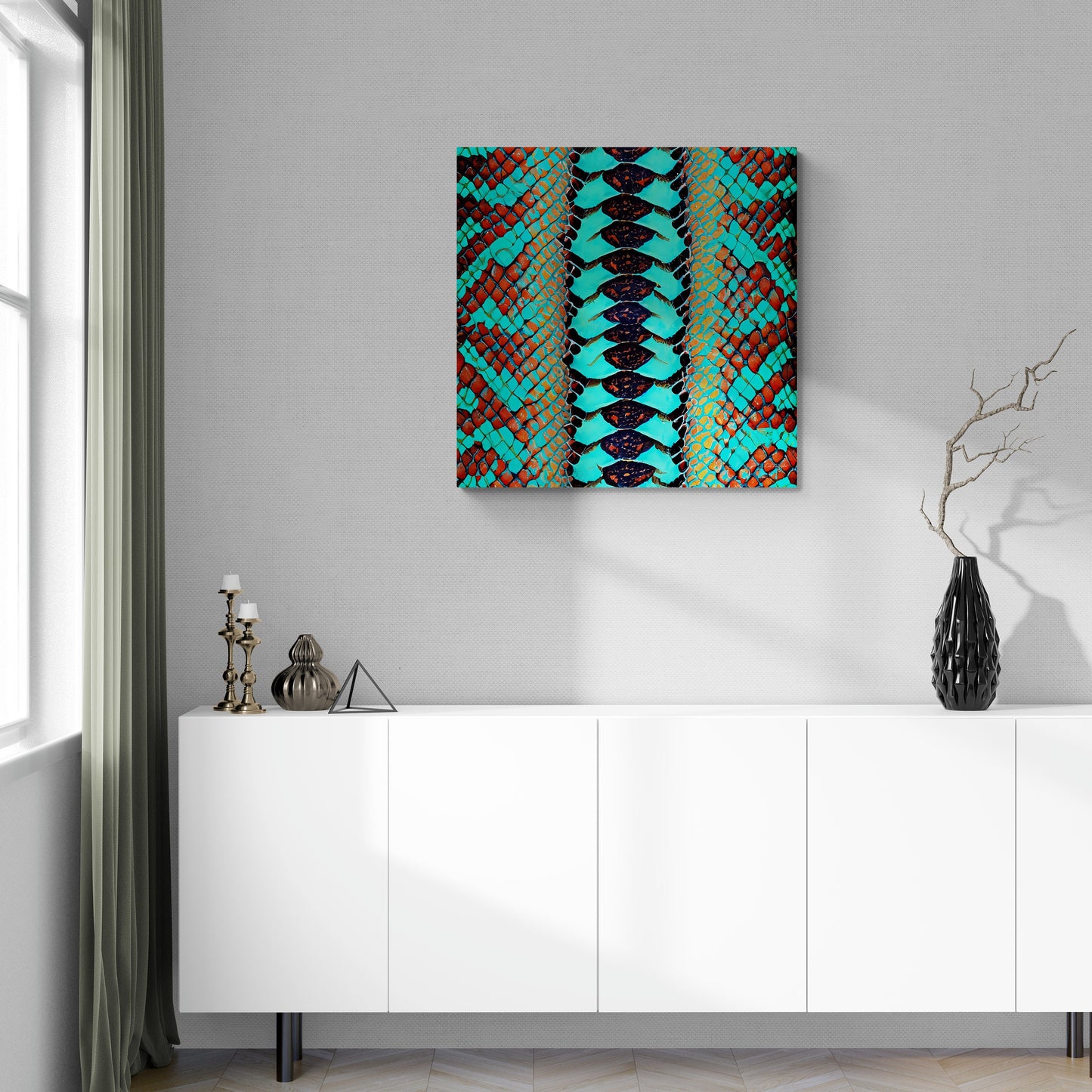turquoise python snake skin wall art, southwestern art, reptile skin art, wall art, wall art canvas, wall art dcor, boho art prints, - LOLA VEGAS ART