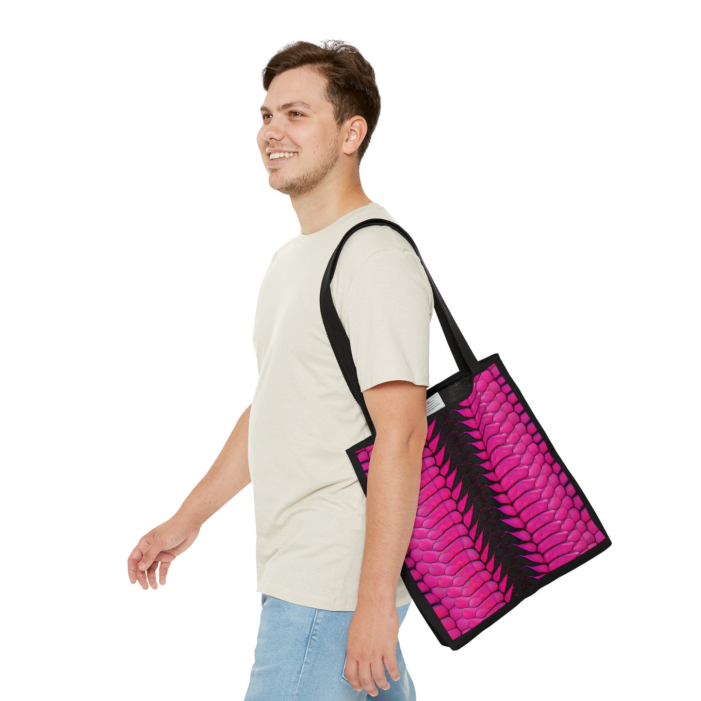 hot pink python snake skin print bag, canvas bag, tote bag, gifts for women, oversized bag, reusable bag, shopping bag, tote bag for women - LOLA VEGAS ART