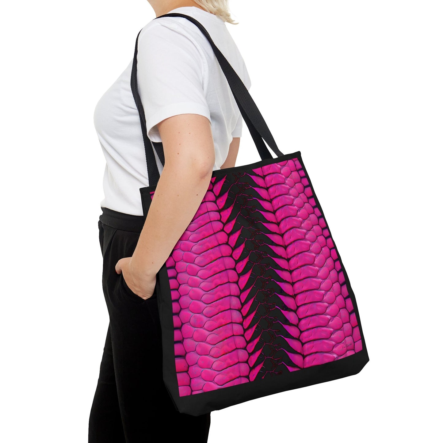 hot pink python snake skin print bag, canvas bag, tote bag, gifts for women, oversized bag, reusable bag, shopping bag, tote bag for women - LOLA VEGAS ART