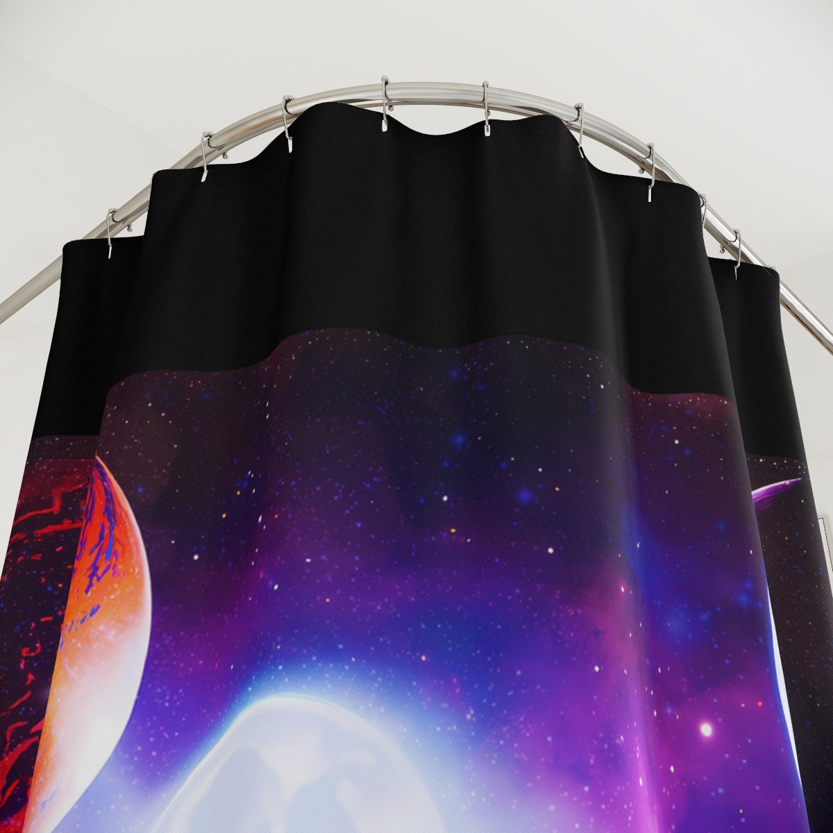 female astronaut, galaxy, shower curtain, home accessories, bathroom dcor, bathroom, home dcor, housewarming gift, shower room decor - LOLA VEGAS ART