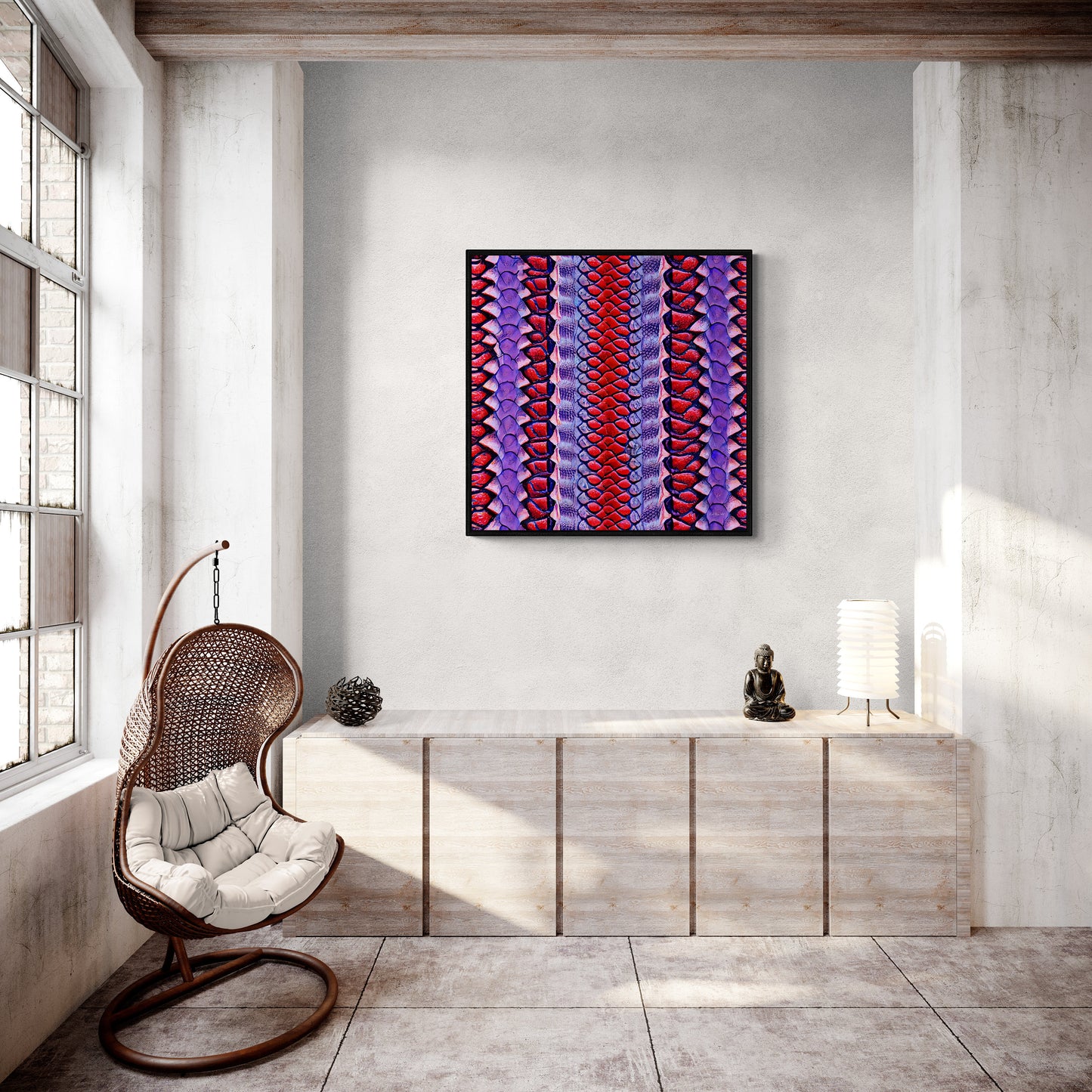 red and purple python snake skin print framed canvas wall art, wall art in frame, wall art framed, wall art canvas with frame, animal art - LOLA VEGAS ART