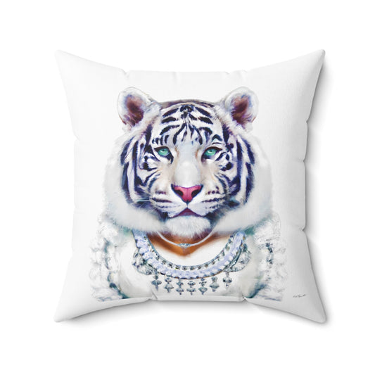 white tiger, big cat, decorative pillow, living room pillow, bedroom pillow, throw pillow, pillows, decorative pillows, accent pillow - LOLA VEGAS ART