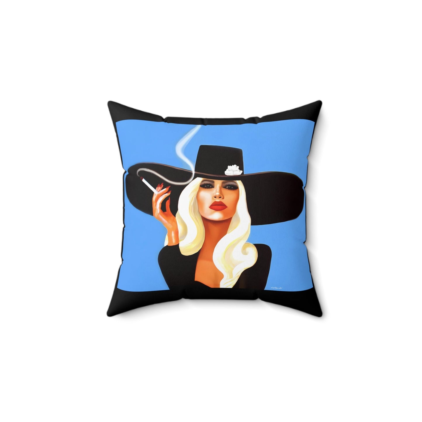 woman smoking, decorative pillow, living room pillow, bedroom pillow, throw pillow, pillows, cushions, square,  accent pillow - LOLA VEGAS ART
