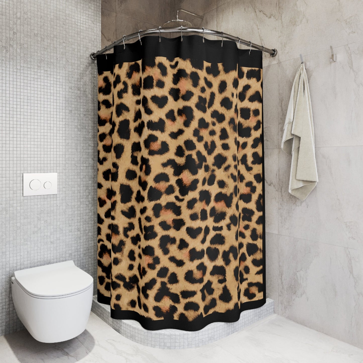 leopard print shower curtain, shower curtain, home accessories, bathroom dcor, bathroom, home dcor, housewarming gift, shower room decor - LOLA VEGAS ART
