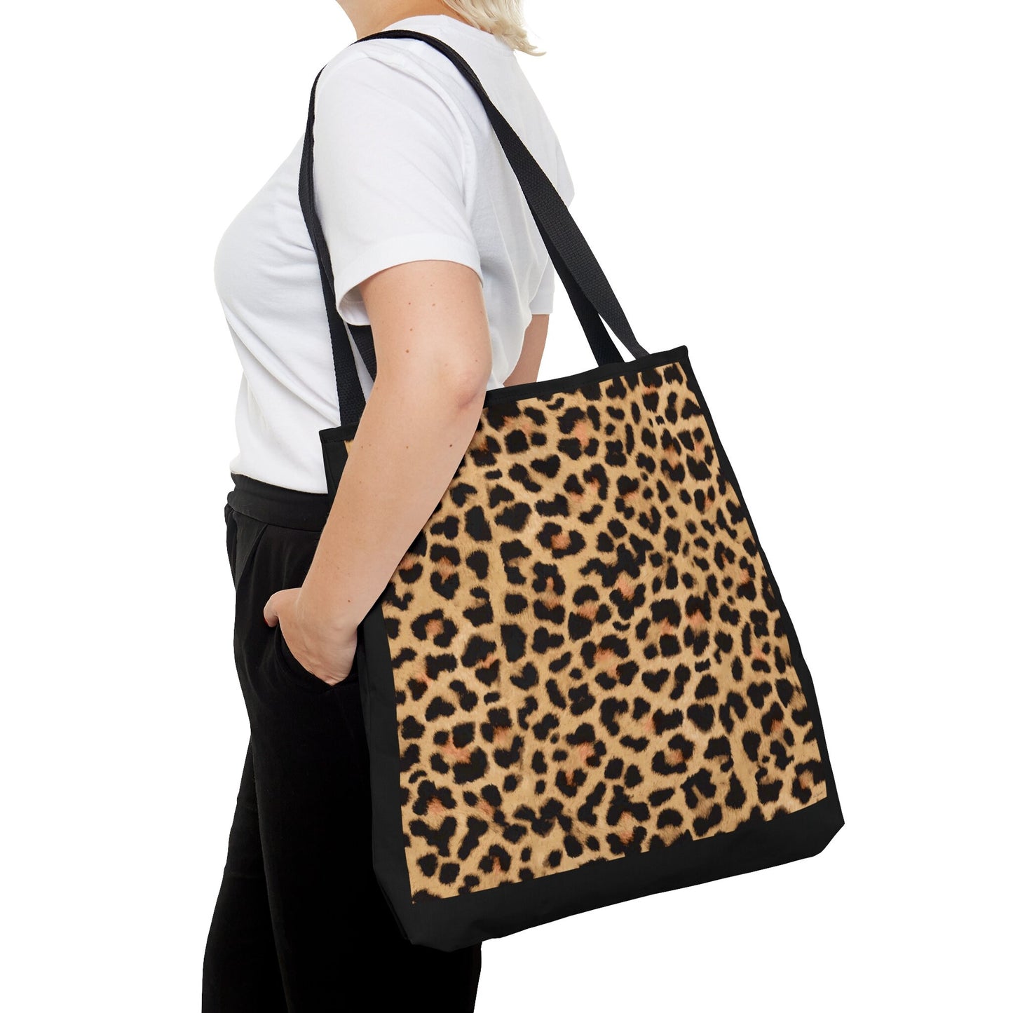 leopard print tote bag, bag, canvas bag, tote bag, gift for women, canvas shopper, large bag, reusable bag, shopping bag, tote bag for women - LOLA VEGAS ART