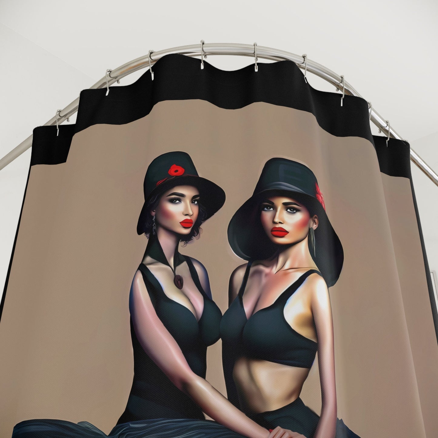 latina, fashion, shower curtain, home accessories, bathroom decor, bathroom, home decor, housewarming gift, shower room decor - LOLA VEGAS ART