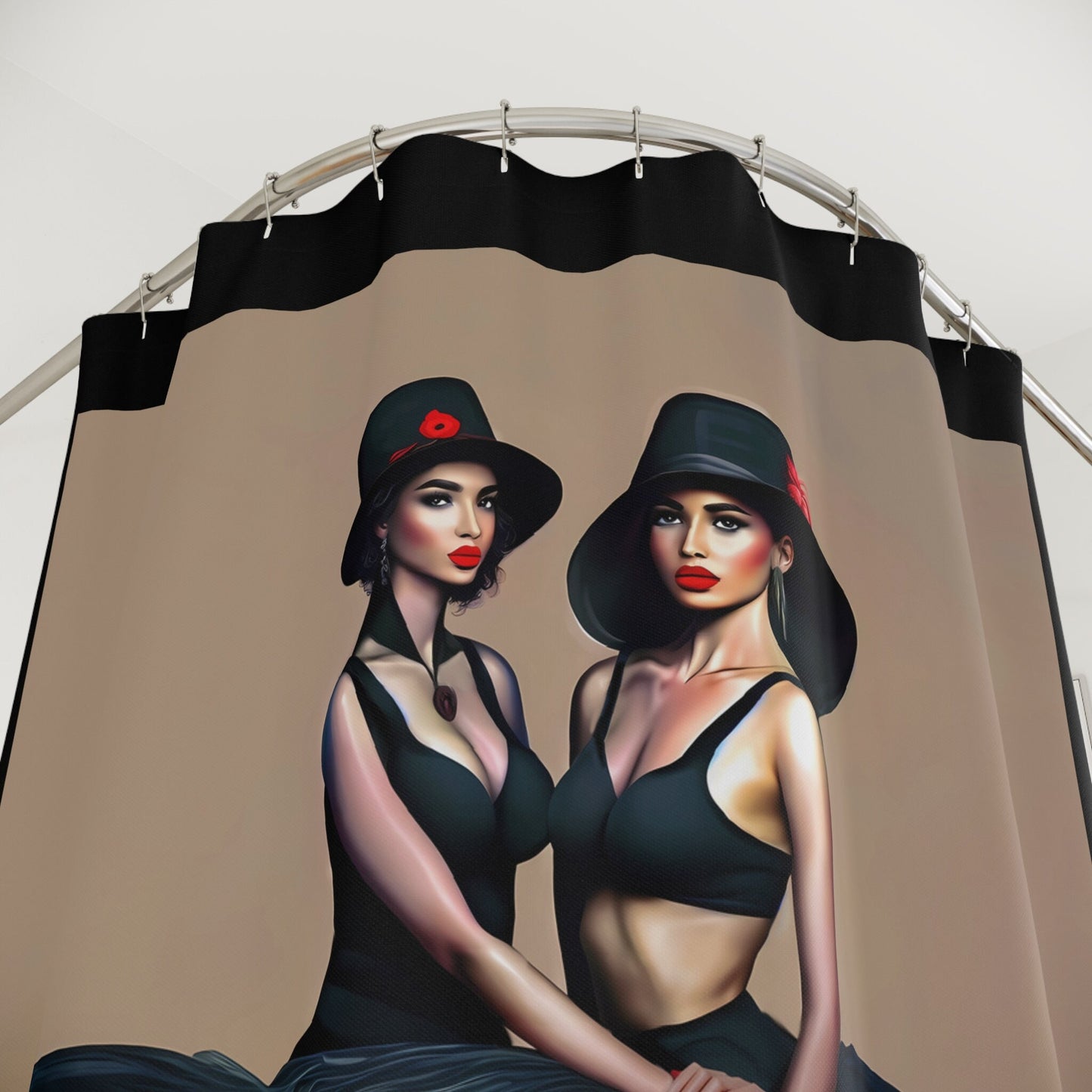 latina, fashion, shower curtain, home accessories, bathroom décor, bathroom, home décor, housewarming gift, shower room decor - LOLA VEGAS ART