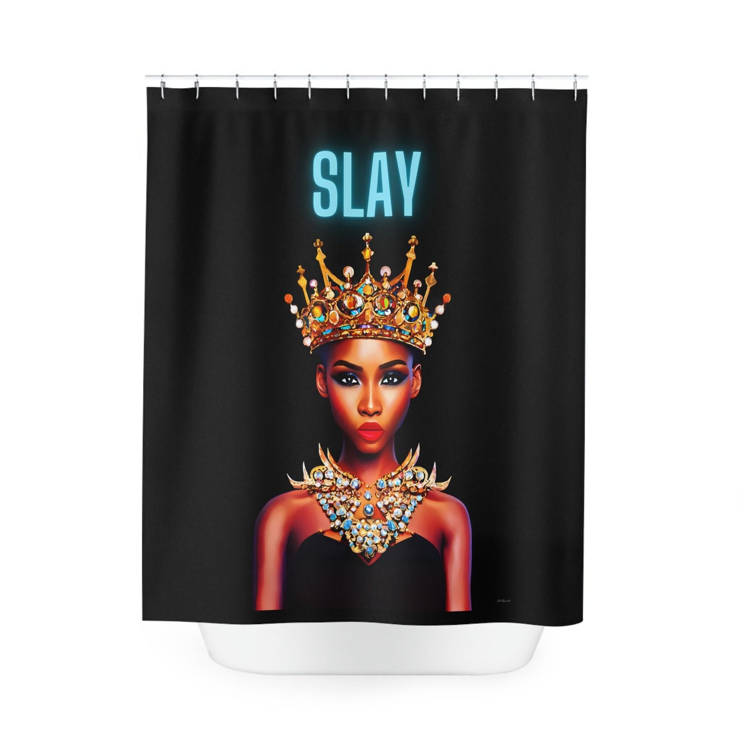black girl magic, queen, shower curtain, home accessories, bathroom dcor, bathroom, home dcor, housewarming gift, shower room decor - LOLA VEGAS ART