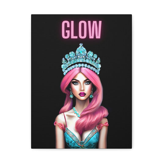 pink haired queen with crown, wall art, wall art canvas, wall art dcor, wall art woman, wall art girl, beauty art, fashion art, teen gift - LOLA VEGAS ART