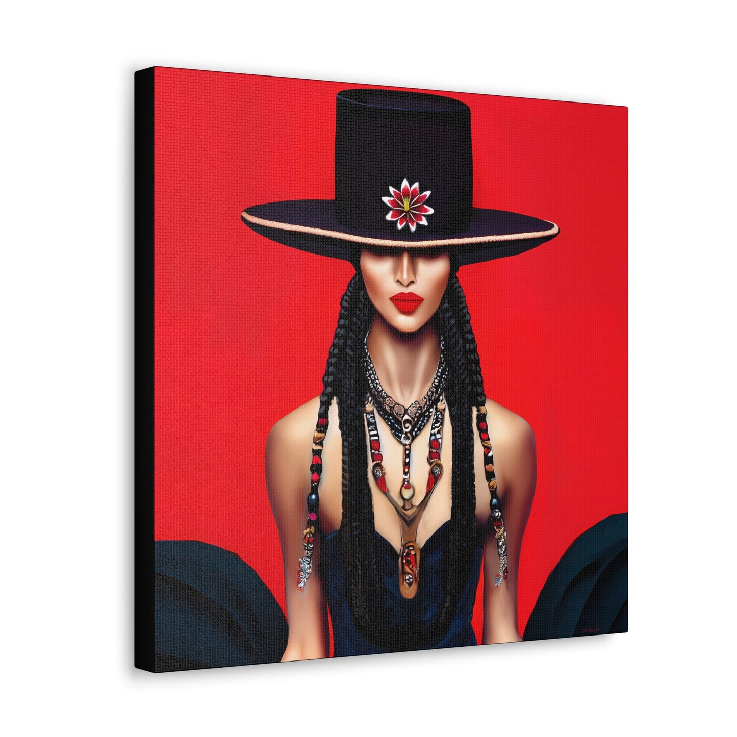 latina woman in a bolero hat, wall art, wall art canvas, wall art dcor, southwestern art, wall art woman, woman decor, feminine wall art - LOLA VEGAS ART