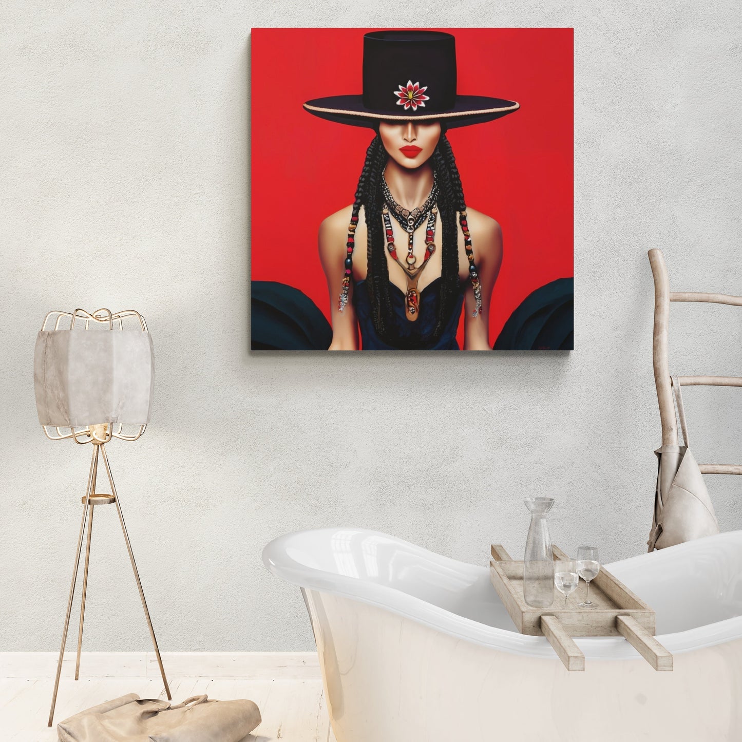 latina woman in a bolero hat, wall art, wall art canvas, wall art dcor, southwestern art, wall art woman, woman decor, feminine wall art - LOLA VEGAS ART