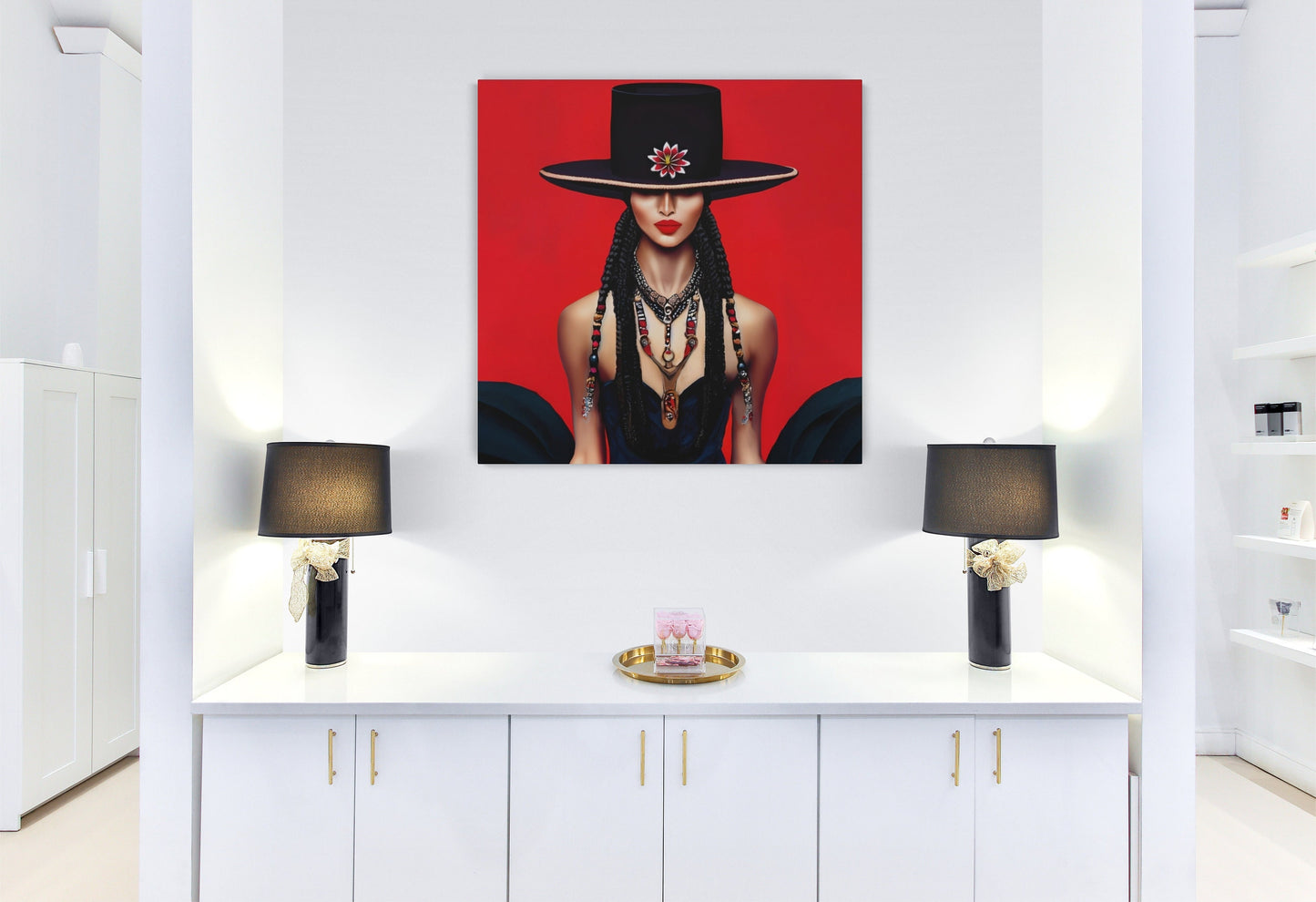 latina woman in a bolero hat, wall art, wall art canvas, wall art dcor, southwestern art, wall art woman, woman decor, feminine wall art - LOLA VEGAS ART