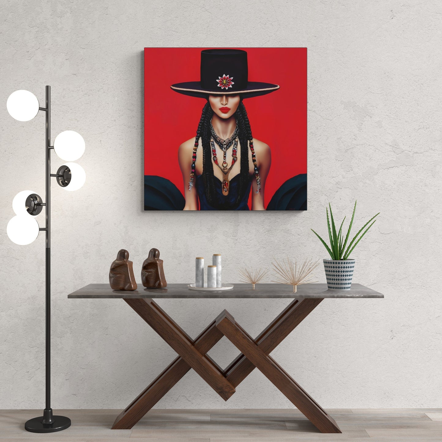 latina woman in a bolero hat, wall art, wall art canvas, wall art dcor, southwestern art, wall art woman, woman decor, feminine wall art - LOLA VEGAS ART