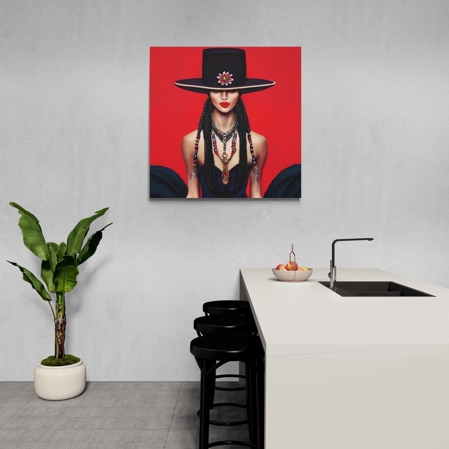 latina woman in a bolero hat, wall art, wall art canvas, wall art dcor, southwestern art, wall art woman, woman decor, feminine wall art - LOLA VEGAS ART
