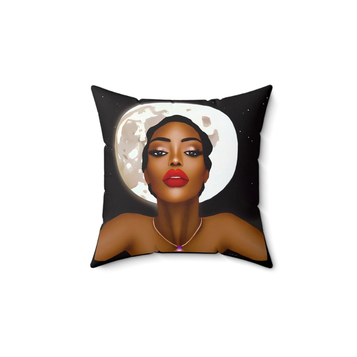 moon, black woman, decorative pillow, living room pillow, bedroom pillow, throw pillow, pillows, cushions, square, accent pillow - LOLA VEGAS ART