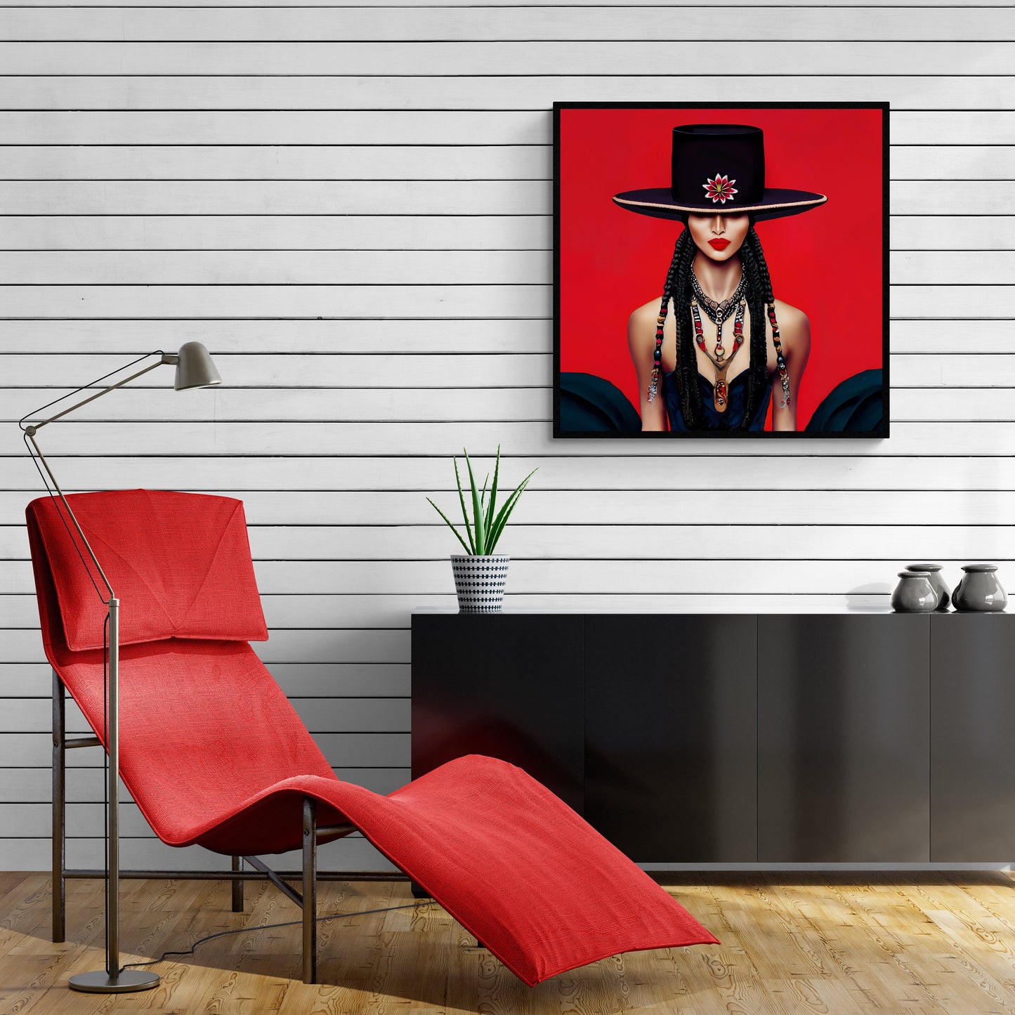 latina woman in bolero hat framed canvas wall art, wall art in frame, wall art with frame, wall art framed, wall art canvas with frame - LOLA VEGAS ART