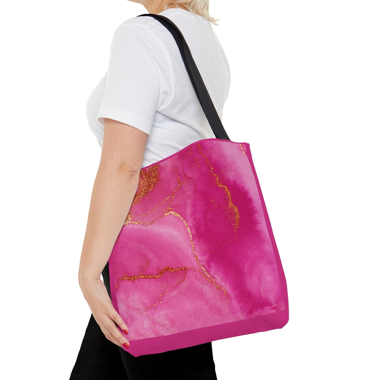 fuchsia gold women's tote bag, canvas bag, tote bag, gifts for women, canvas shopper, oversized canvas bag, reusable bag, shopping bag, - LOLA VEGAS ART