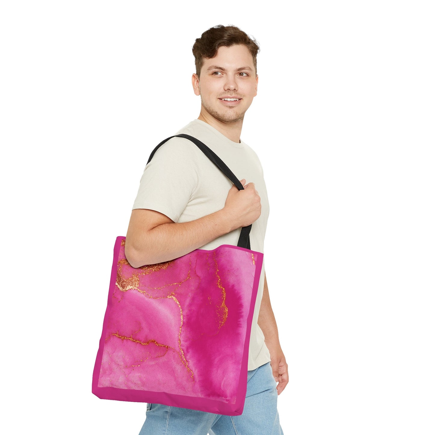 fuchsia gold women's tote bag, canvas bag, tote bag, gifts for women, canvas shopper, oversized canvas bag, reusable bag, shopping bag, - LOLA VEGAS ART