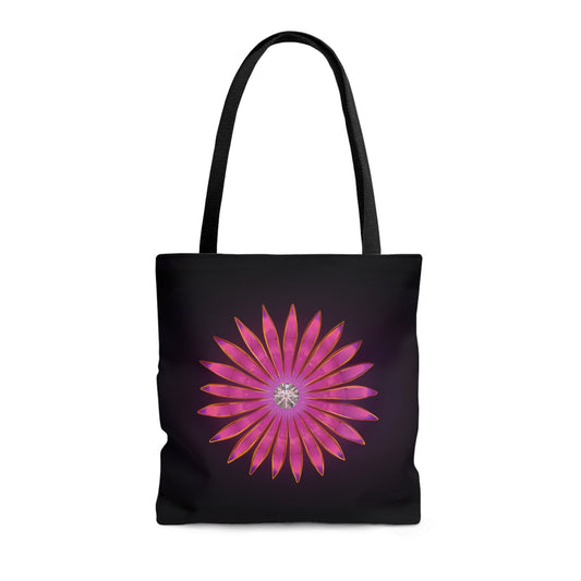 fuchsia diamond sunburst,  bag, canvas bag, tote bag, gifts for women, oversized canvas bag, reusable bag, shopping bag, tote bag for women - LOLA VEGAS ART