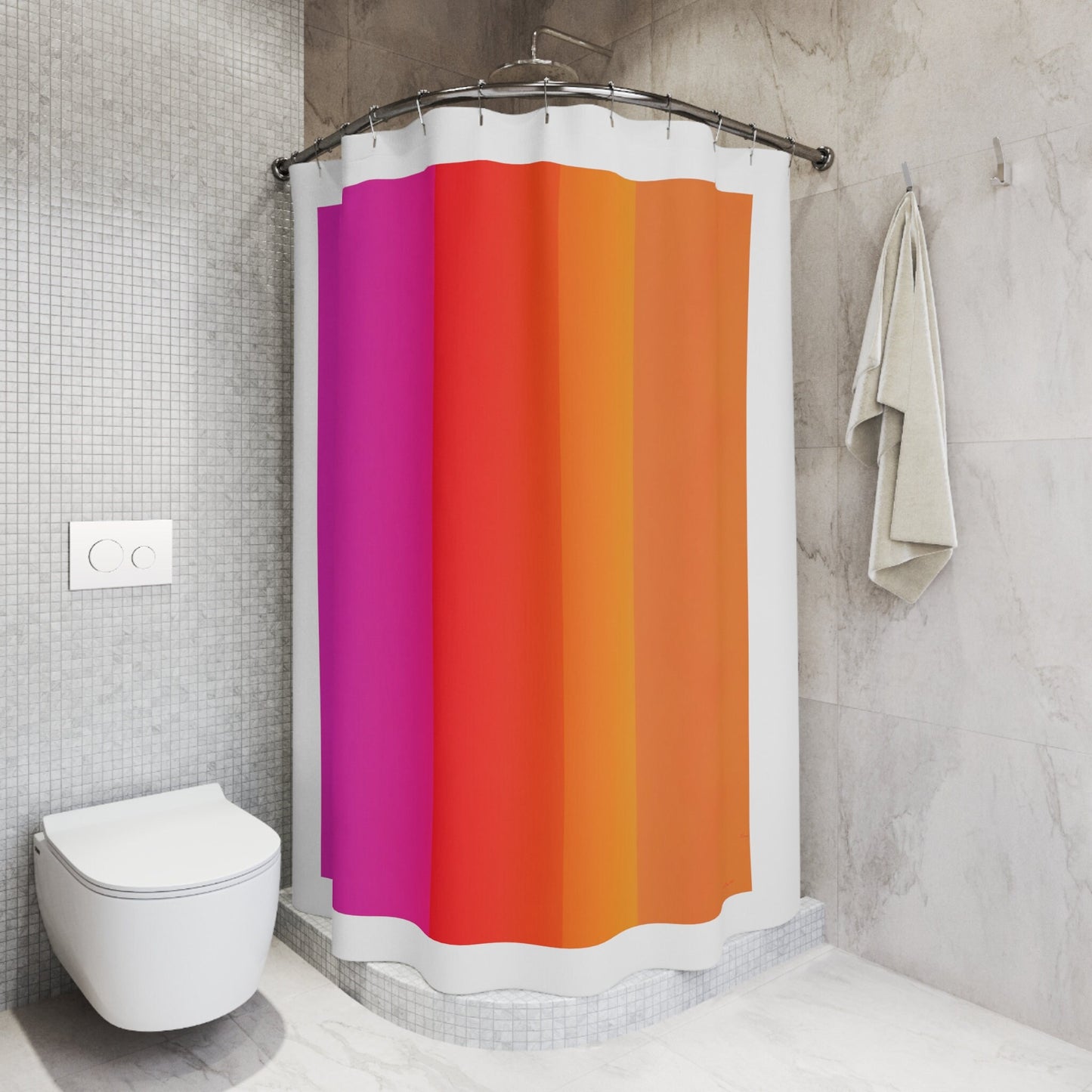 abstract orange pink, shower curtain, home accessories, bathroom dcor, bathroom, home dcor, housewarming gift, shower room decor, modern - LOLA VEGAS ART