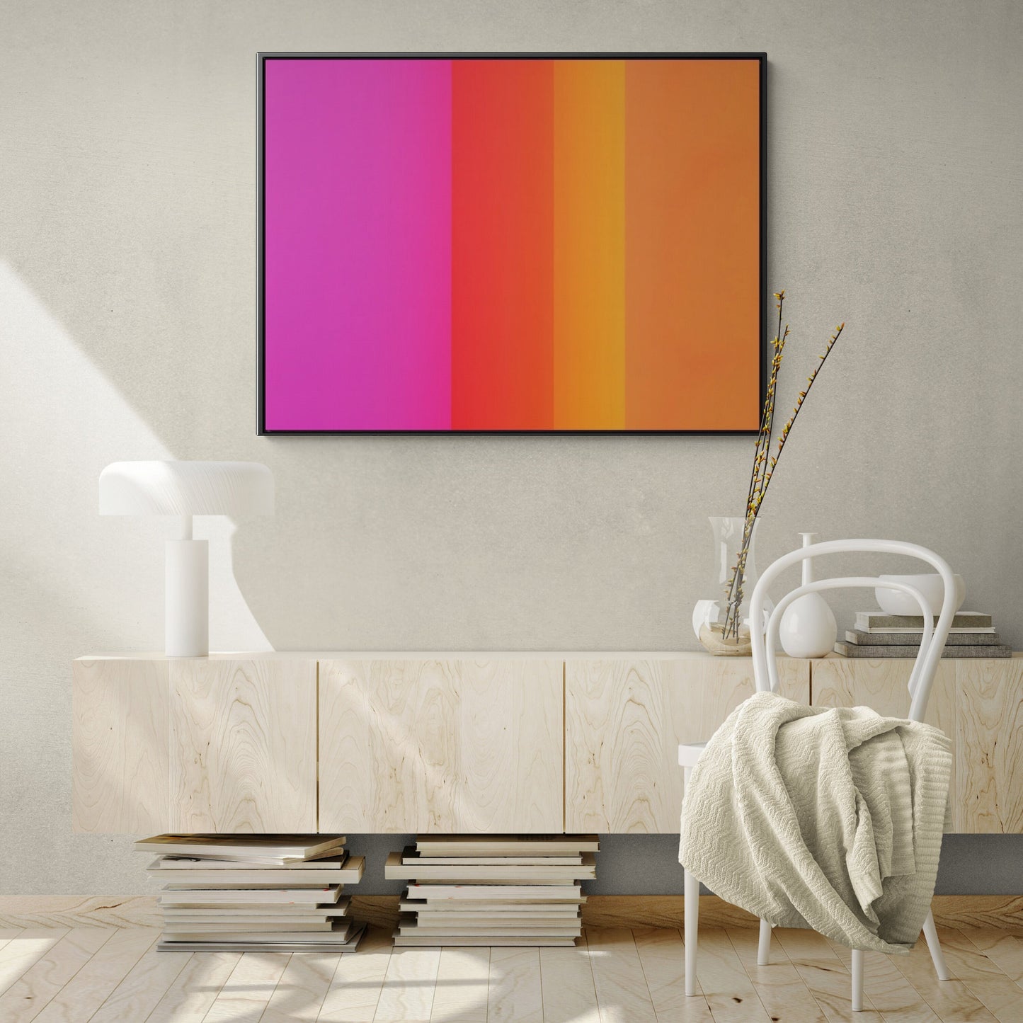 abstract pink orange, wall art in frame, wall art with frame, wall art framed, wall art canvas with frame, wall art living room framed - LOLA VEGAS ART
